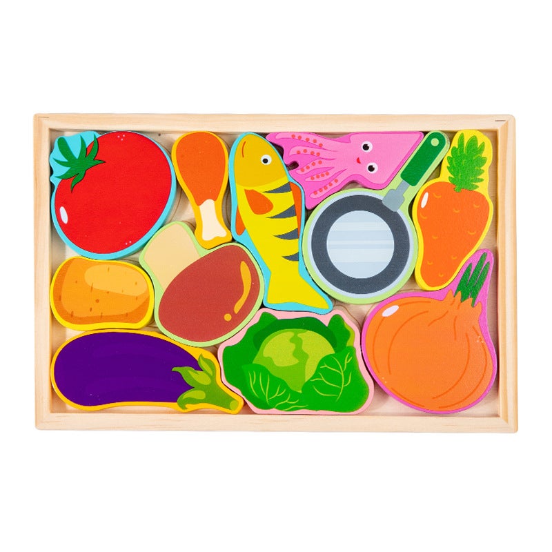 Children'S Animal Fruit Puzzle Creative Puzzle Baby Building Blocks Jigsaw Digital Traffic Ocean 8 Wooden Toys - Image 1